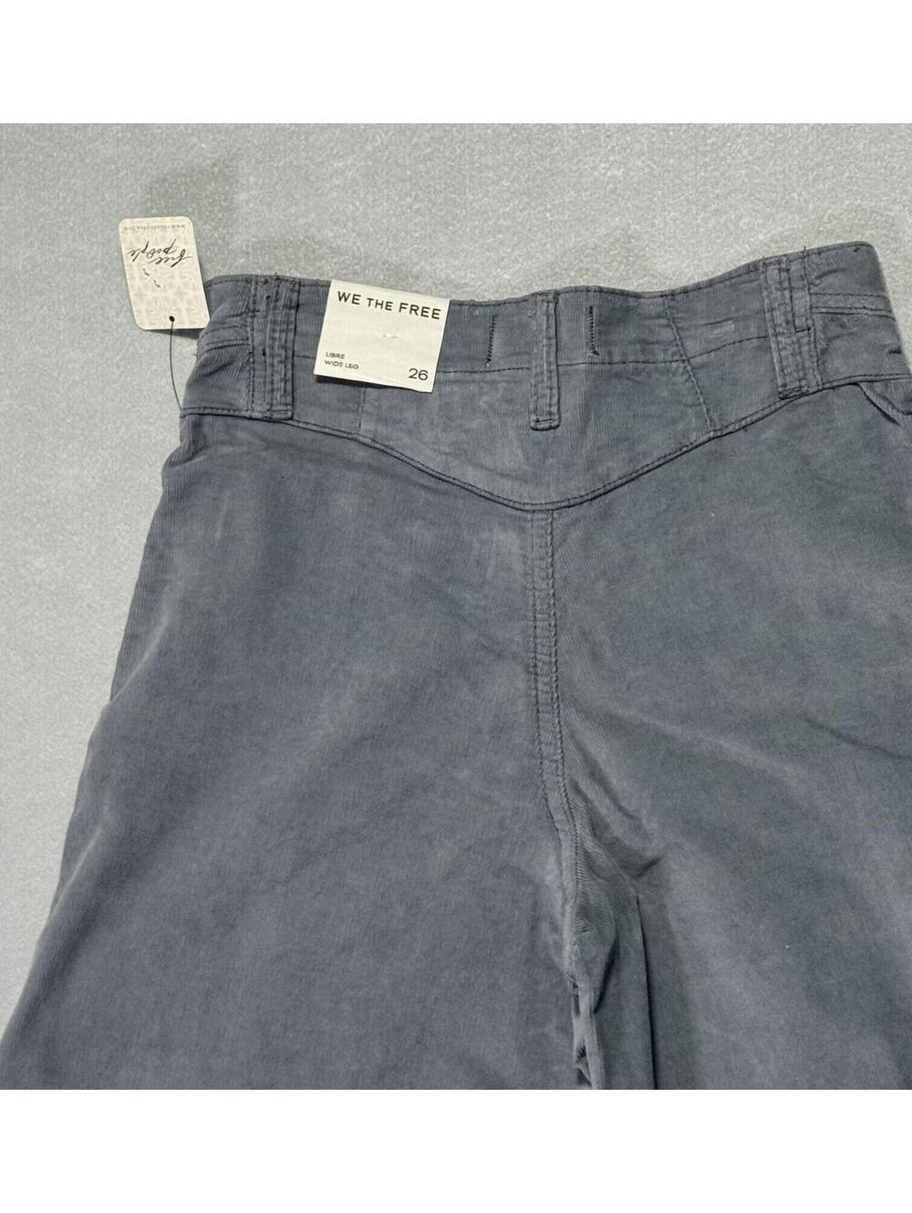 We The Free Women's Wide-Leg Corduroy Pants Light Grey High Rise Pockets -26 - Picture 8 of 9